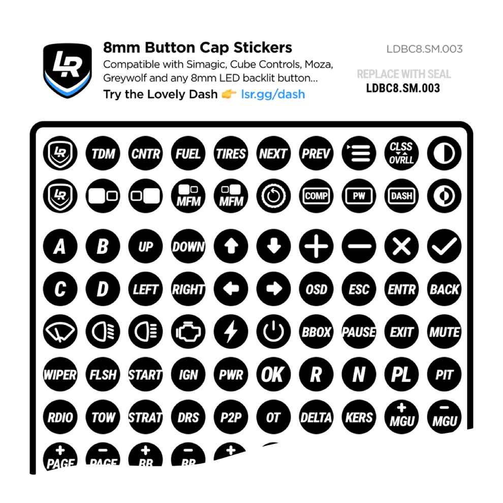 Simple Cap Sticker 8mm Button Cap Stickers – Printed Sim Racing