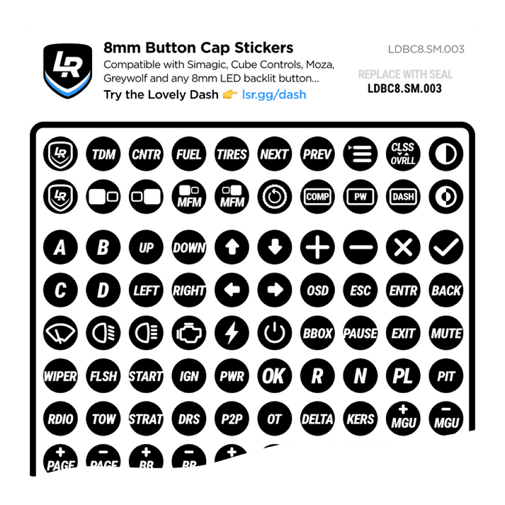 8mm Button Cap Stickers – Printed Sim Racing
